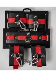 Черно-красный набор фиксаций: наручники, оковы и ошейник - Crazy Handmade - купить с доставкой в Ельце