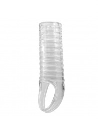 Прозрачная насадка на пенис с ребрышками и подхватом мошонки - Baile - в Ельце купить с доставкой