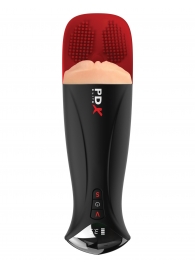 Телесный мастурбатор-вагина в черной колбе с вибрацией Fuck-O-Matic Pro XL - Pipedream - в Ельце купить с доставкой