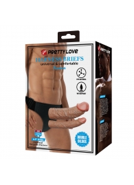 Темно-бежевый фаллопротез для двойного проникновения - 17,5 см. - Baile - купить с доставкой в Ельце