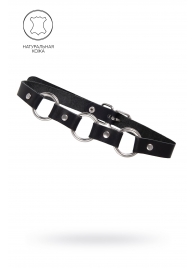 Черный кожаный чокер-ошейник с тремя кольцами - Pecado - купить с доставкой в Ельце