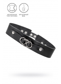 Черный чокер-ошейник со связанными кольцами на подложке - Pecado - купить с доставкой в Ельце