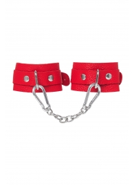 Красные кожаные наручники-браслеты со скруглёнными углами - Pecado - купить с доставкой в Ельце