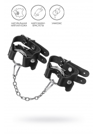 Черные кожаные наручники-браслеты из двух ремешков - Pecado - купить с доставкой в Ельце