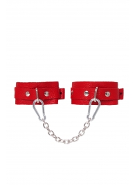 Красные кожаные узкие оковы со скруглёнными углами - Pecado - купить с доставкой в Ельце