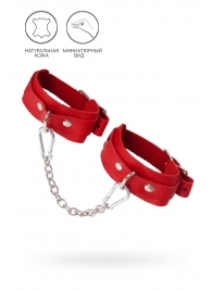 Красные кожаные узкие оковы со скруглёнными углами - Pecado - купить с доставкой в Ельце