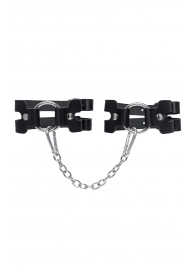 Черные кожаные оковы из двух ремешков - Pecado - купить с доставкой в Ельце