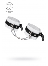 Бело-черные мягкие оковы с одним ремешком и люверсами - Pecado - купить с доставкой в Ельце