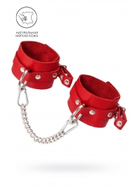 Красные мягкие кожаные оковы с люверсами - Pecado - купить с доставкой в Ельце