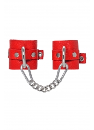 Красные мягкие кожаные наручники с люверсами - Pecado - купить с доставкой в Ельце