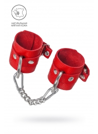Красные мягкие кожаные наручники с люверсами - Pecado - купить с доставкой в Ельце