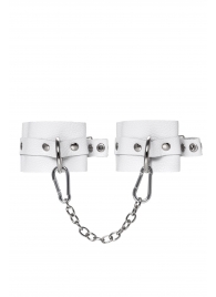 Белые мягкие кожаные оковы с люверсами - Pecado - купить с доставкой в Ельце