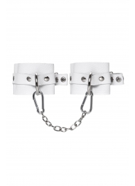 Белые мягкие кожаные наручники с люверсами - Pecado - купить с доставкой в Ельце