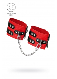 Красно-черные мягкие оковы с двумя ремешками с люверсами - Pecado - купить с доставкой в Ельце