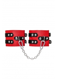 Красно-черные мягкие оковы с двумя ремешками с люверсами - Pecado - купить с доставкой в Ельце