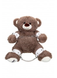 Бондажный набор: бурый мишка с белыми оковами и наручниками - Pecado - купить с доставкой в Ельце