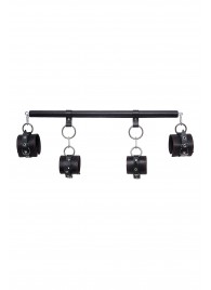 Черная распорка с 4 манжетами для рук и ног - Pecado - купить с доставкой в Ельце