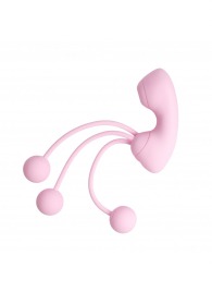 Розовый вакуумный стимулятор клитора с вагинальными виброшариками - Youvic