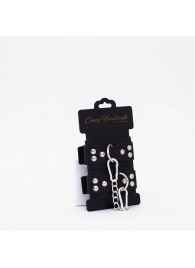 Черные кожаные оковы с регулируемыми ремешками - Crazy Handmade - купить с доставкой в Ельце