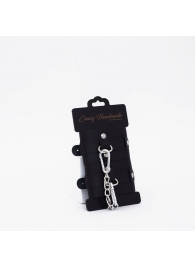 Черные кожаные наручники с хромированной фурнитурой - Crazy Handmade - купить с доставкой в Ельце
