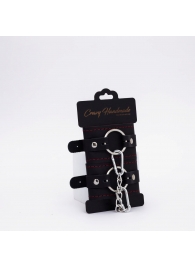 Черно-красные кожаные наручники - Crazy Handmade - купить с доставкой в Ельце