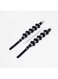 Черные кожаные наручники из звеньев - Crazy Handmade - купить с доставкой в Ельце