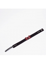 Черный ошейник с красным декором и строчкой - Crazy Handmade - купить с доставкой в Ельце