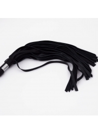 Черный кожаный флоггер со стальной ручкой - 45 см. - Crazy Handmade - купить с доставкой в Ельце