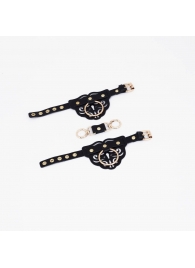 Черные наручники с золотистой фурнитурой - Crazy Handmade - купить с доставкой в Ельце