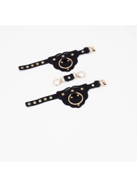 Черные наручники с золотистой фурнитурой - Crazy Handmade - купить с доставкой в Ельце