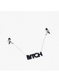 Зажимы на соски с кожаной подвеской Bitch - Crazy Handmade - купить с доставкой в Ельце