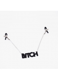 Зажимы на соски с кожаной подвеской Bitch - Crazy Handmade - купить с доставкой в Ельце
