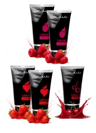 Набор из 5 съедобных лубрикантов JUJU (клубника х 2, малина х 2, вишня) - JuJu - купить с доставкой в Ельце