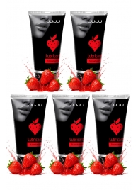 Набор из 5 съедобных лубрикантов JUJU со вкусом клубники - JuJu - купить с доставкой в Ельце