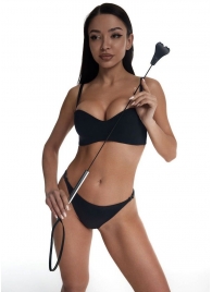 Стек с черным кожаным наконечником в виде сердца и металлической ручкой - 67 см. - Crazy Handmade - купить с доставкой в Ельце