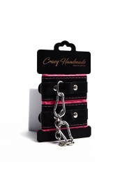 Черно-розовые скругленные наручники с мягкой подкладкой - Crazy Handmade - купить с доставкой в Ельце