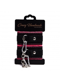 Черно-розовые скругленные наручники с мягкой подкладкой - Crazy Handmade - купить с доставкой в Ельце