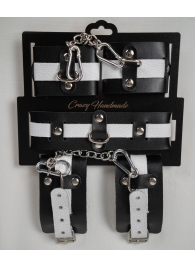 Набор фиксаторов из черной и белой натуральной кожи - Crazy Handmade - купить с доставкой в Ельце