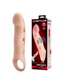 Телесная удлиняющая насадка с рельефом и вибрацией Brad - 21,3 см. - Baile - в Ельце купить с доставкой