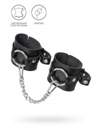 Черные наручники из толстой натуральной кожи с люверсами - Pecado - купить с доставкой в Ельце