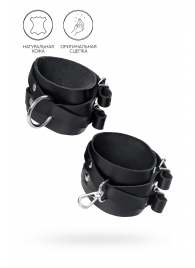 Черные кожаные оковы с двумя перекрёстными ремешками - Pecado - купить с доставкой в Ельце