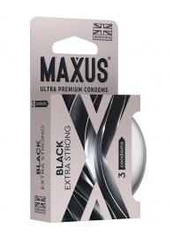 Черные утолщенные презервативы MAXUS Extra Strong с железным кейсом - 3 шт. - Maxus - купить с доставкой в Ельце