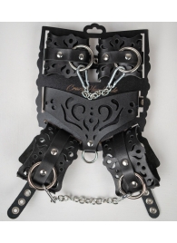 Черный ажурный кожаный набор фиксаций - Crazy Handmade - купить с доставкой в Ельце