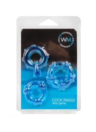 Набор из 3 синих эрекционных колец с различным рельефом - Erowoman-Eroman - в Ельце купить с доставкой