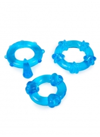 Набор из 3 синих эрекционных колец с различным рельефом - Erowoman-Eroman - в Ельце купить с доставкой