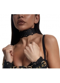 Черный ажурный чокер с золотистой фурнитурой - Crazy Handmade - купить с доставкой в Ельце