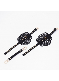 Черный фигурные оковы с золотистой фурнитурой - Crazy Handmade - купить с доставкой в Ельце