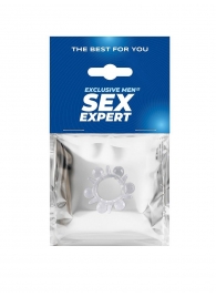 Прозрачное эрекционное кольцо с шариками и шипами - Sex Expert - в Ельце купить с доставкой