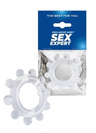 Прозрачное эрекционное кольцо со стимулирующими шариками - Sex Expert - в Ельце купить с доставкой