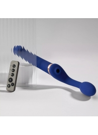 Синий безремневой страпон Multi Orgasm Bendable Strap-On size L с клиторальной стимуляцией - Strap-on-me - купить с доставкой в Ельце